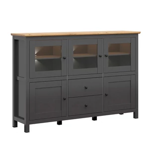 Kép 1/3 - Hesen grafit vitrines komód 5 ajtós (3 vitrines) 2 fiókos
