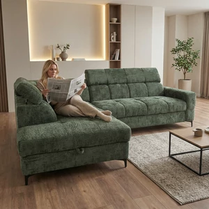 Kép 1/10 - Leno ottomános sarokgarnitúra, ágyazható, ágyneműtartós jobbos