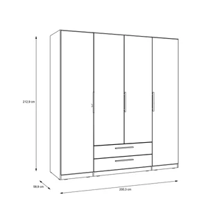 Kép 6/7 - Cadixo gardróbszekrény tükrös-fiókos, 200 cm