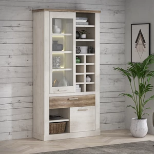 Kép 1/9 - Duro vitrin 2 ajtós (1 vitrines 1 fiókos) LED-világítással