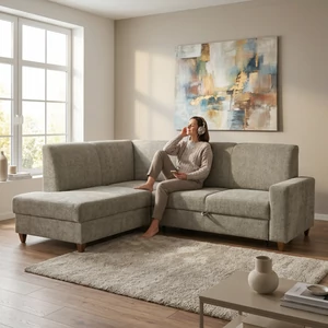 Kép 1/5 - Family sarokgarnitúra, ágyazható, ágyneműtartós jobbos