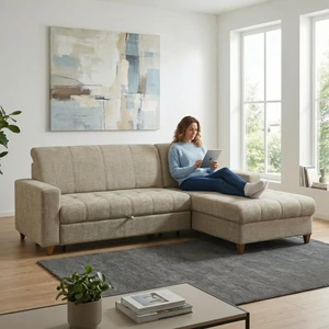 Kép 1/4 - Havanna sarokgarnitúra, ágyazható, ágyneműtartós balos