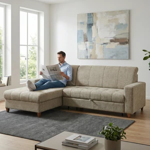 Kép 1/4 - Havanna sarokgarnitúra, ágyazható, ágyneműtartós jobbos