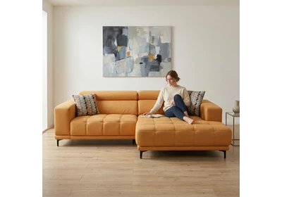 7536 sarokgarnitúra balos - motoros, USB, sárga