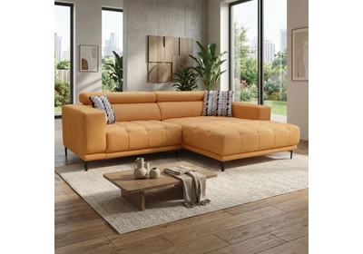 7536 sarokgarnitúra balos - motoros, USB, sárga