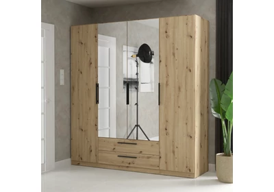 Cadixo gardróbszekrény tükrös-fiókos, 200 cm