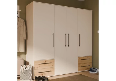 Mokkaris nyílóajtós gardróbszekrény 4 ajtós 4 fiókos