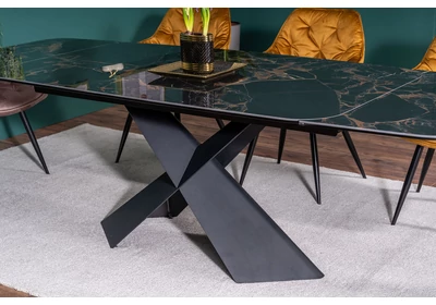 Avangard II étkezőasztal Versace Black márványmintás kerámia-edzett üveg asztallappal