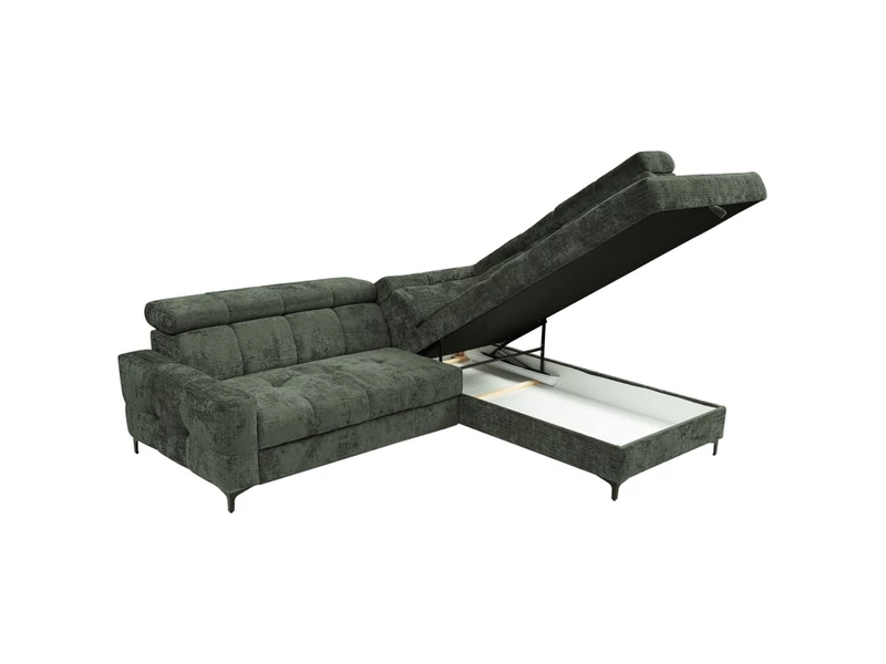 Leno ottomános sarokgarnitúra, ágyazható, ágyneműtartós jobbos