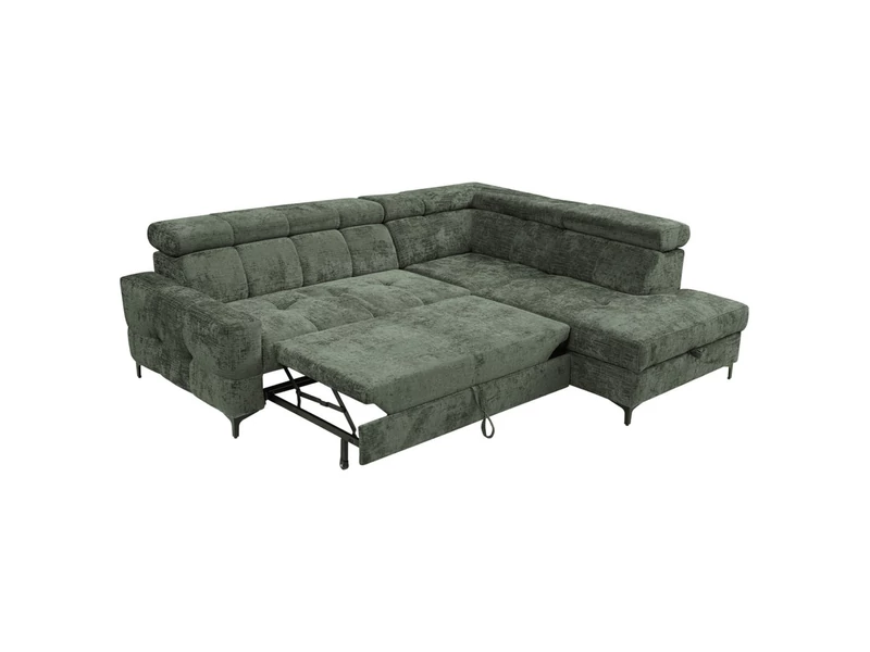 Leno ottomános sarokgarnitúra, ágyazható, ágyneműtartós jobbos