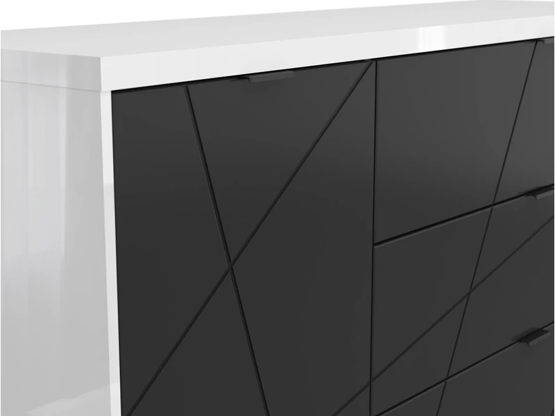 Forn komód 1 ajtós 3 fiókos fekete-fehér