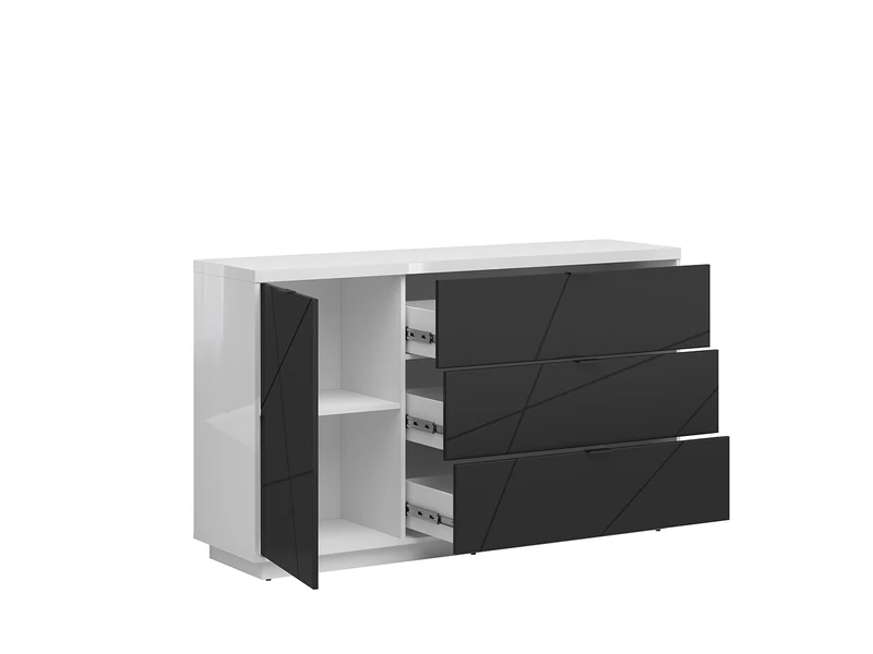 Forn komód 1 ajtós 3 fiókos fekete-fehér