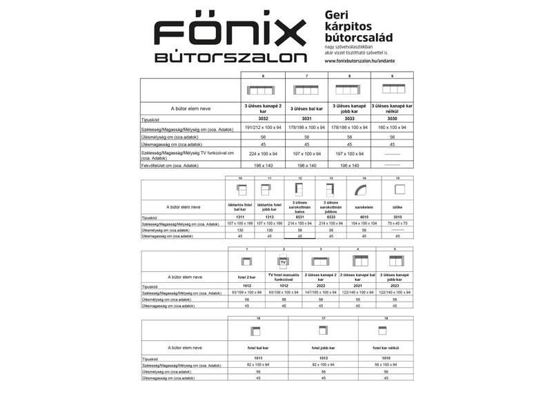 Geri tervezhető garnitúra