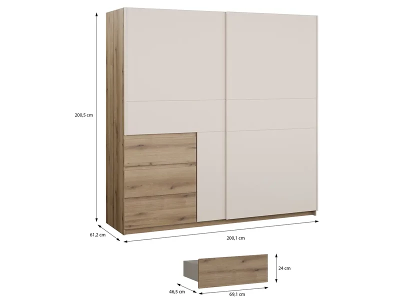 Collet tolóajtós gardróbszekrény 200 cm