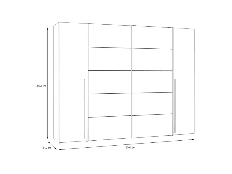 Narago nyíló-tolóajtós gardróbszekrény 270 cm