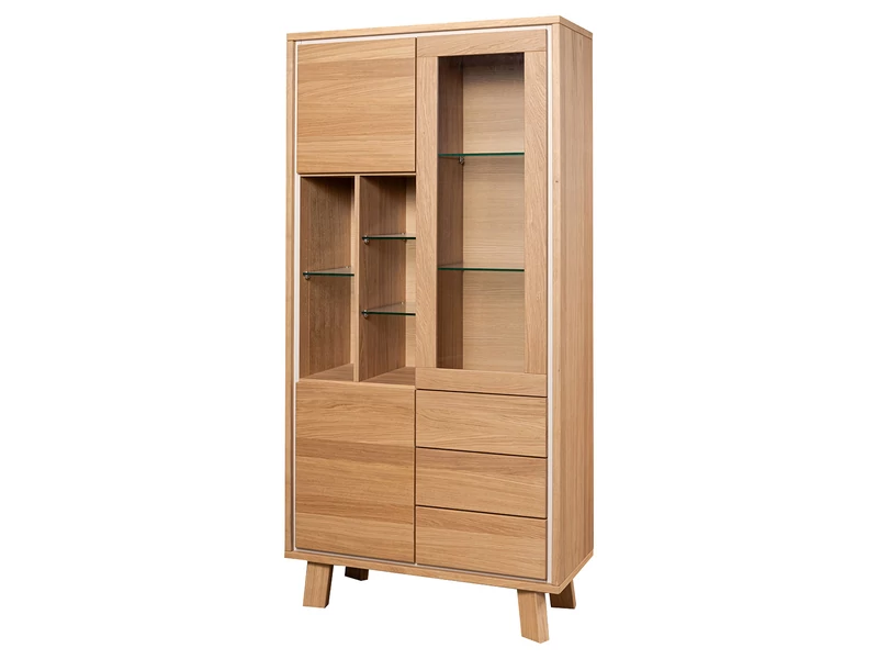 Rovere vitrin 3 ajtóval + 3 fiókkal + 5 nyitott