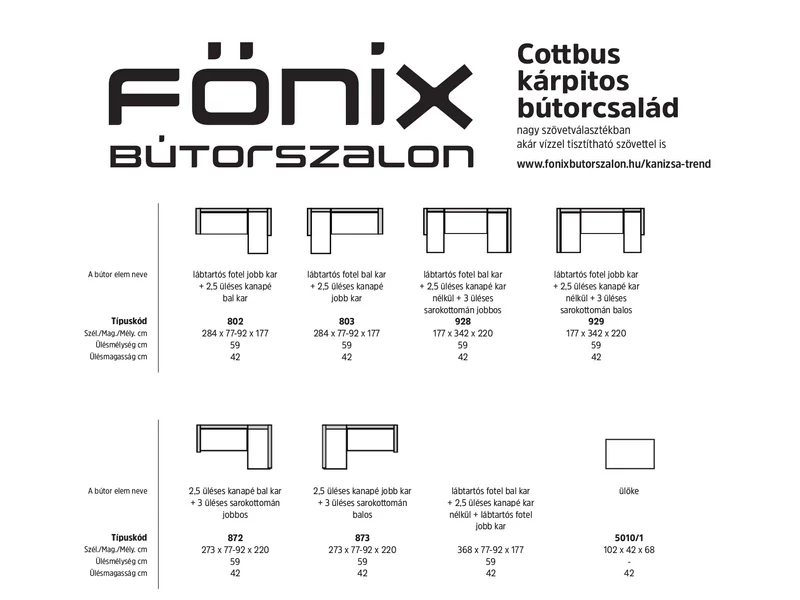 Cottbus U alakú ülőgarnitúra zöld