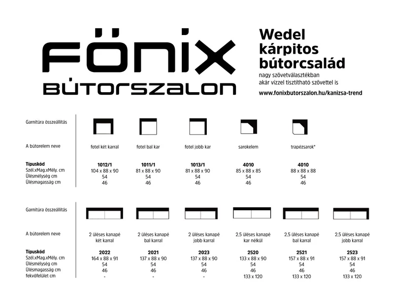 Wedel U-alakú ülőgarnitúra