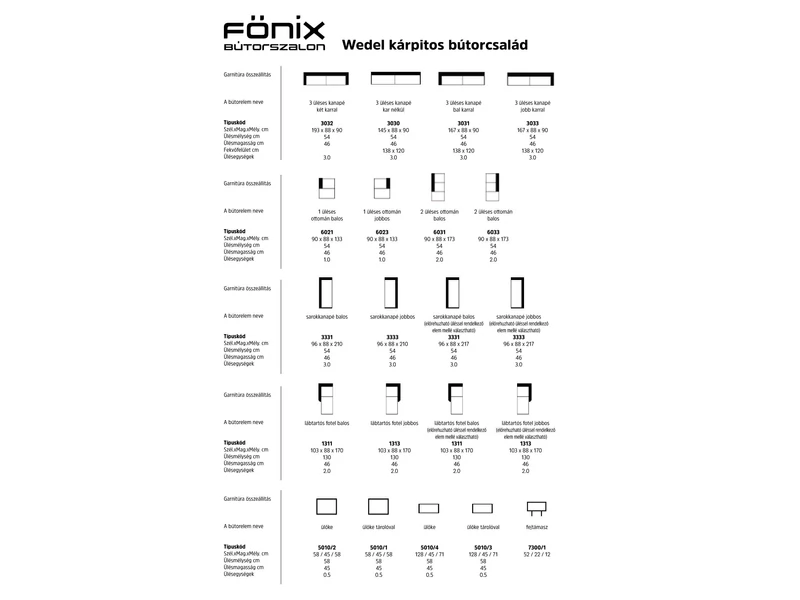 Wedel U-alakú ülőgarnitúra