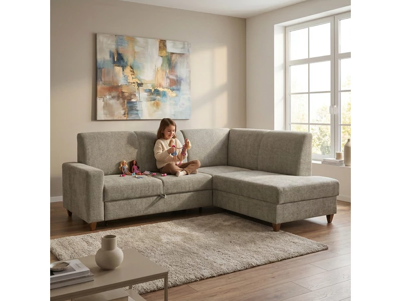 Family sarokgarnitúra, ágyazható, ágyneműtartós balos