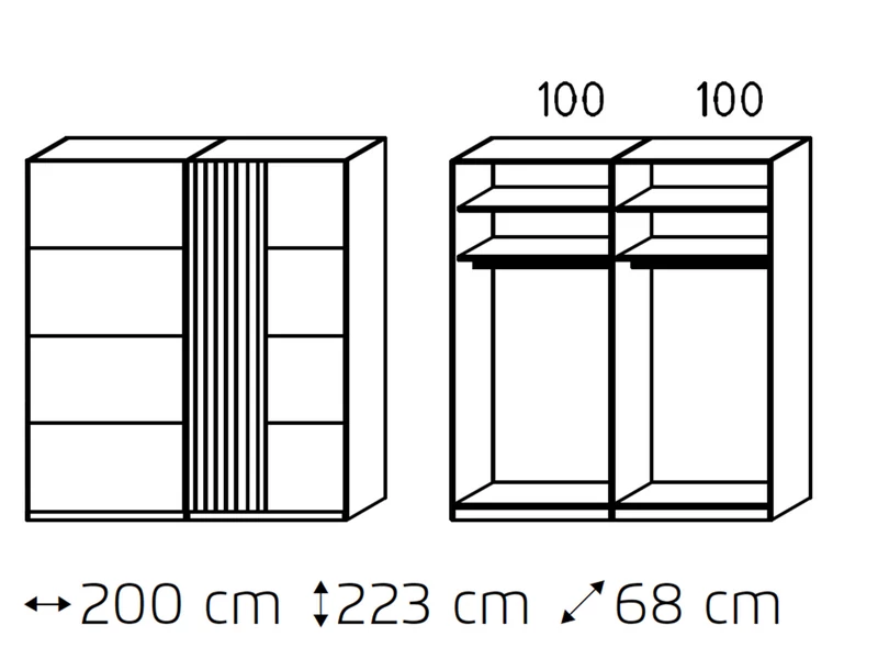 Tegio gardróbszekrény 200 cm