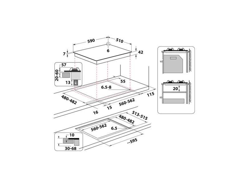Whirlpool gáz főzőlap: 4 gázégő - GOFL 629/S